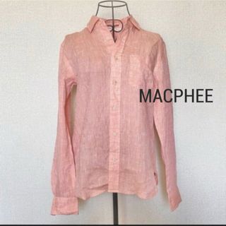 マカフィー(MACPHEE)のMACPHEE マカフィー　リネン　長袖シャツ　サーモンピンク(シャツ/ブラウス(長袖/七分))