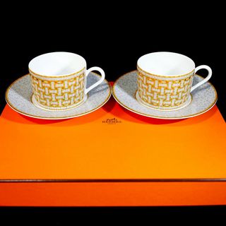 エルメス(Hermes)の【極美品 ２客セット】エルメス ヴァンキャトル モザイク カップ&ソーサー(食器)