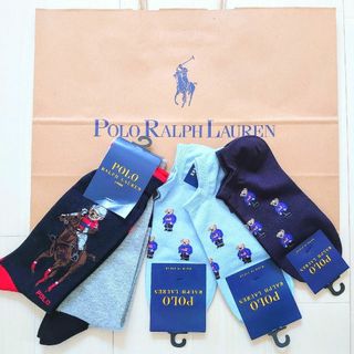 ポロラルフローレン(POLO RALPH LAUREN)の新品★ラルフローレン ソックス 靴下 男女 5足セット ポロベア ショッパー袋付(ソックス)