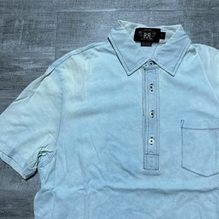 RRL - RRL ダブルアールエル USED加工 ポロシャツ 裾ロゴ ラルフローレン L