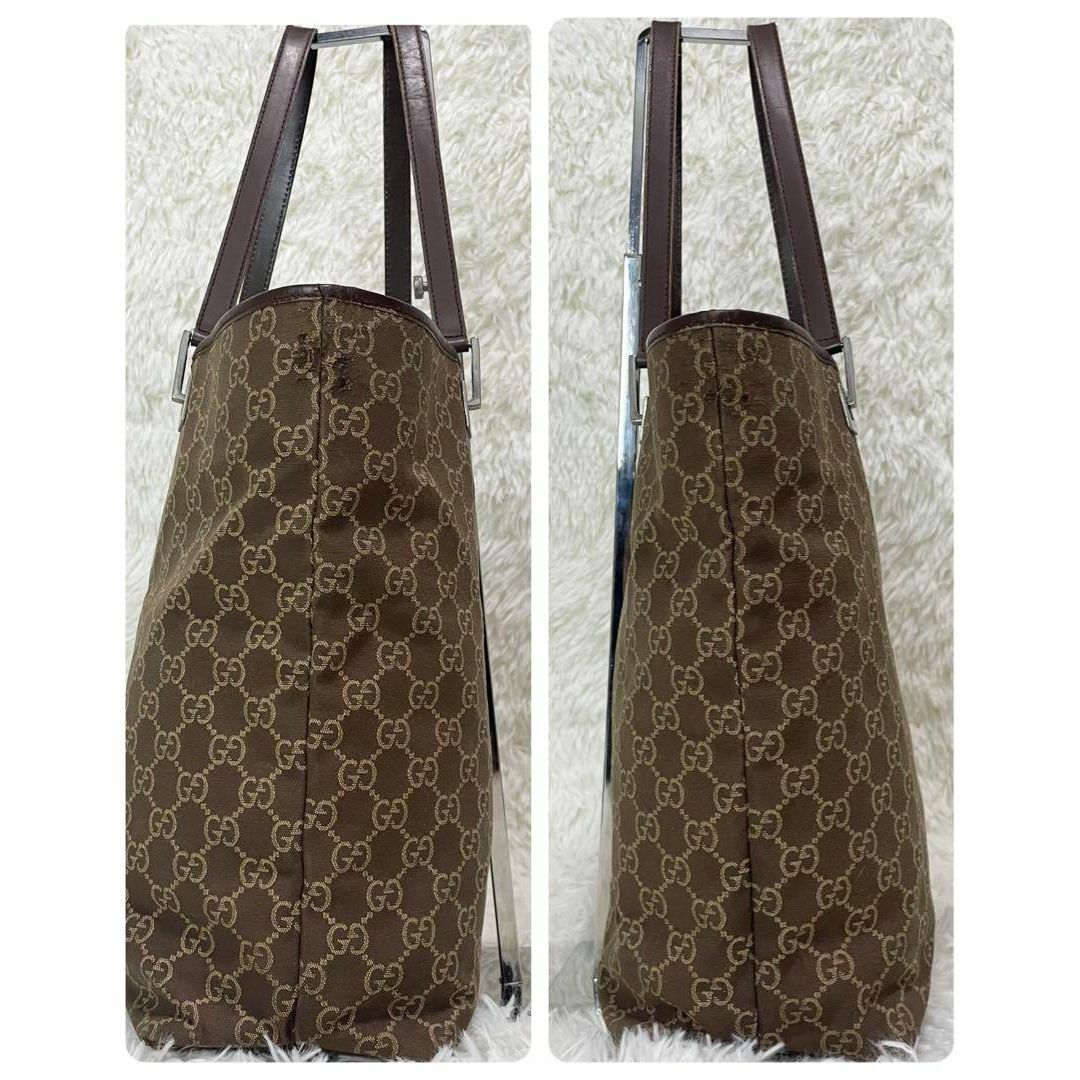 Gucci(グッチ)のGUCCI  トートバッグ　GGキャンバス×レザー　シルバー金具　ブラウン レディースのバッグ(トートバッグ)の商品写真