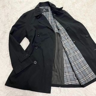 バーバリーブラックレーベル(BURBERRY BLACK LABEL)の美品　バーバリーブラックレーベル　トレンチコート　背抜き　ノバチェック　黒　M(トレンチコート)