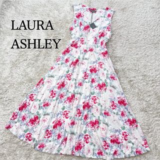 ローラアシュレイ(LAURA ASHLEY)の新品✨ローラアシュレイ　ロング　ワンピース　伸縮　アイボリー　花柄　13号　XL(ロングワンピース/マキシワンピース)