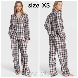 ヴィクトリアズシークレット(Victoria's Secret)の【新品】VS フランネル シャツ パジャマ ピンクチェック XS.R(パジャマ)