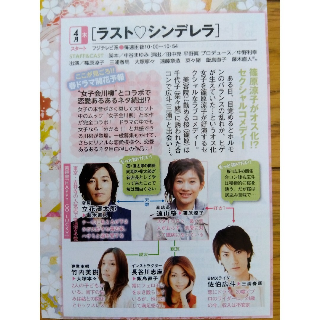 三浦春馬 篠原涼子 ラストシンデレラ 切り抜き 相関図 藤木直人 エンタメ/ホビーの雑誌(アート/エンタメ/ホビー)の商品写真
