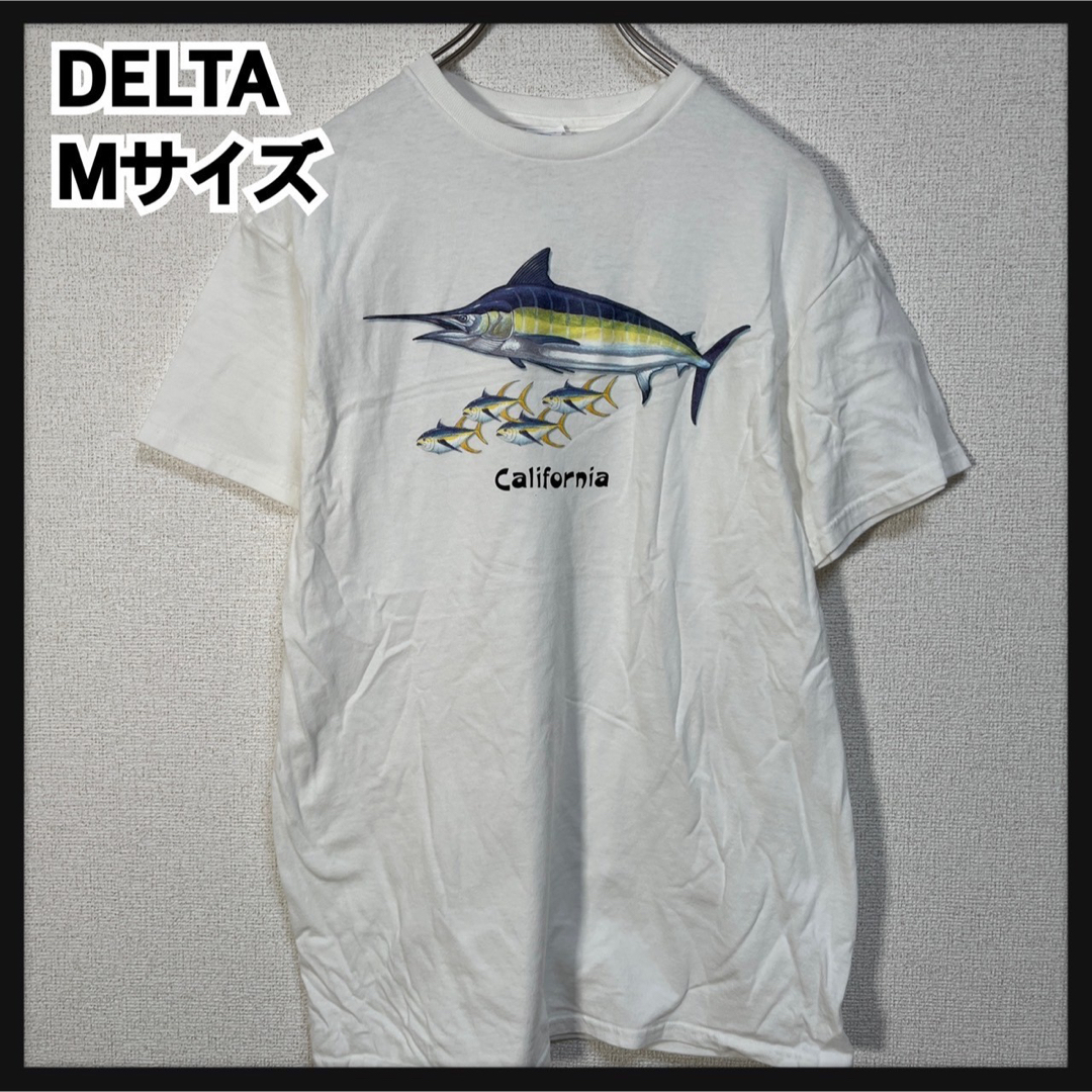 【デルタ】半袖Tシャツ　カジキマグロ　魚　カリフォルニア　ホワイト白　F9 メンズのトップス(Tシャツ/カットソー(半袖/袖なし))の商品写真