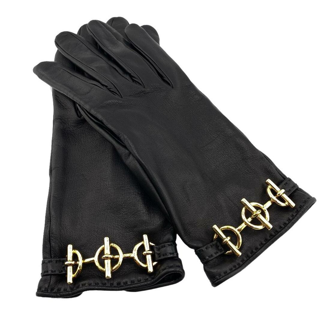 Hermes(エルメス)のエルメス HERMES 手袋
 シェーヌダンクル グローブ #7 1/2 ブラック レディースのファッション小物(手袋)の商品写真
