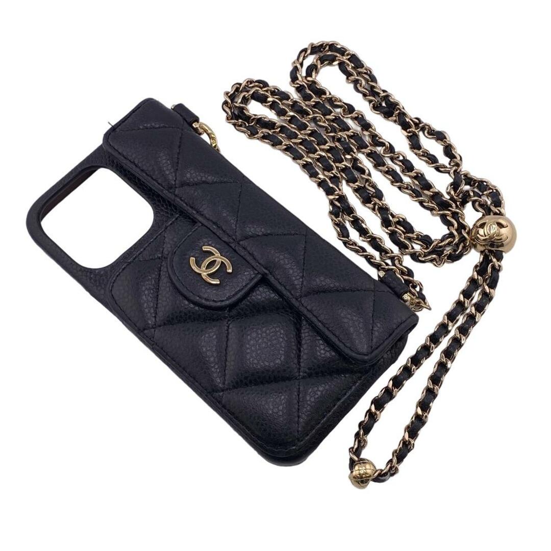 CHANEL(シャネル)のシャネル CHANEL 携帯・スマホアクセサリー
 マトラッセ ココマーク iPhoneケース 12pro 13pro 14pro ブラック スマホ/家電/カメラのスマホアクセサリー(iPhoneケース)の商品写真