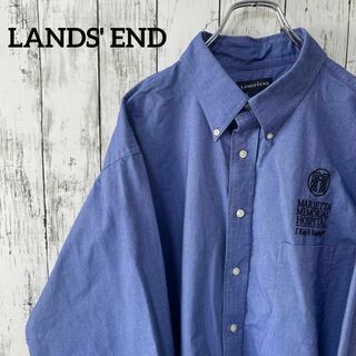 ランズエンド(LANDS’END)のランズエンド USA古着 ビックサイズ 長袖シャツ ボタンダウン 2XL刺繍青(シャツ)