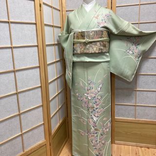 ［9467］訪問着 美品 未使用 菊花文 金彩 しつけ付 正絹 着物 袷