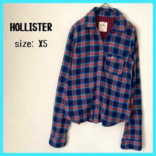 ホリスター(Hollister)のHOLLISTER ホリスター チェック シャツ 長袖 ロゴ 刺繍 XSサイズ(シャツ/ブラウス(長袖/七分))