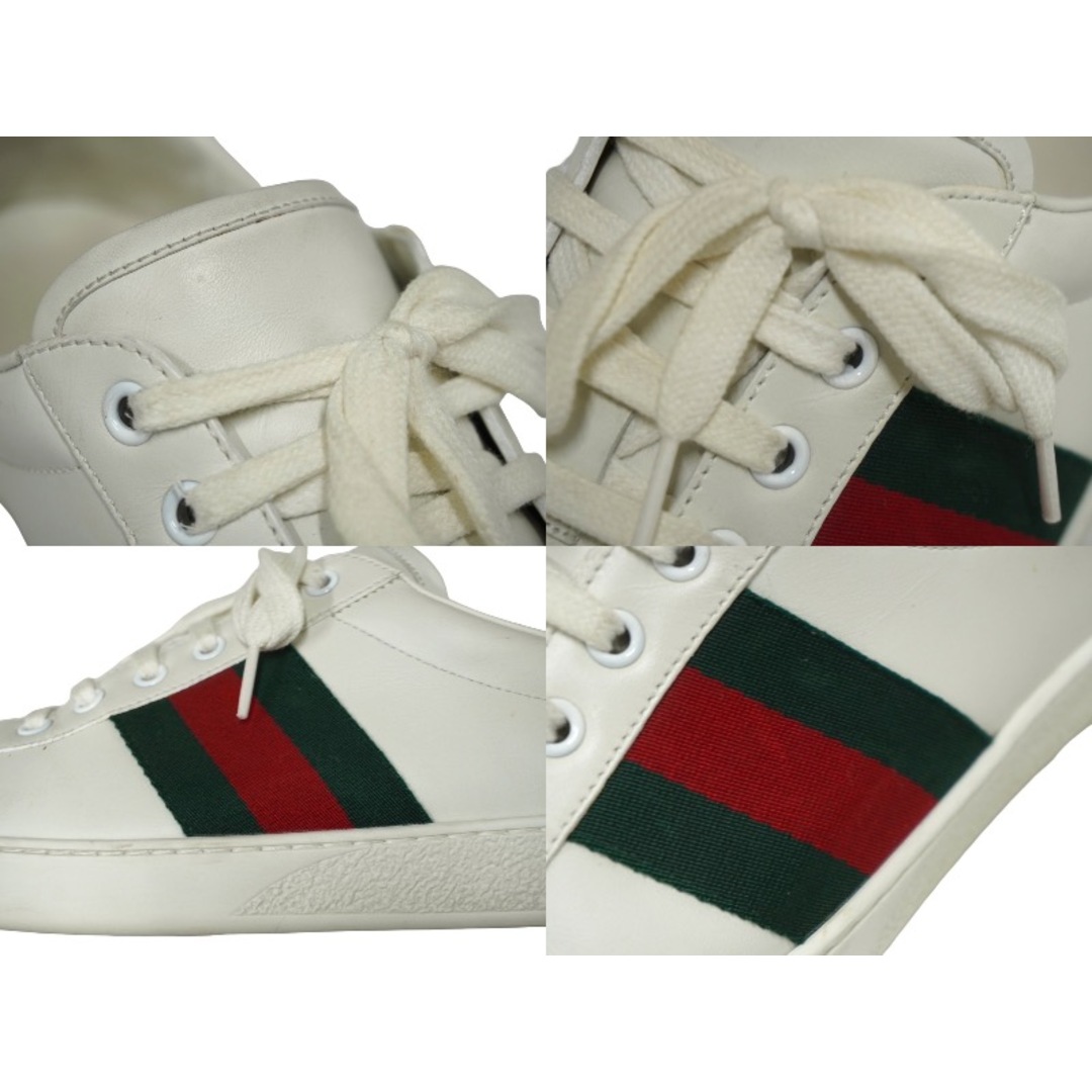 Gucci(グッチ)のGUCCI グッチ エース スニーカー 386750 A38D0 9072 ９1/2 レザー ホワイト グリーン レッド 良品 中古 62040 レディースの靴/シューズ(ブーツ)の商品写真