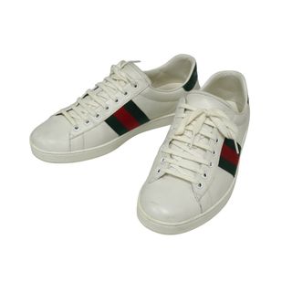 グッチ(Gucci)のGUCCI グッチ エース スニーカー 386750 A38D0 9072 ９1/2 レザー ホワイト グリーン レッド 良品 中古 62040(ブーツ)