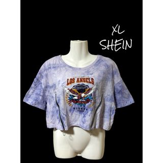 シーイン(SHEIN)の【SHEIN】ショート丈半袖トップス/XL(Tシャツ/カットソー(半袖/袖なし))