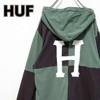 HUF - ハフ 両面 刺繍 ワッペン ロゴ 切り替え バイカラー フーディー パーカー