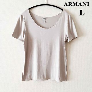 アルマーニ コレツィオーニ(ARMANI COLLEZIONI)の【美品】アルマーニコレツォーニ　半袖　伸縮性ありTシャツ　グレートップスL (Tシャツ(半袖/袖なし))