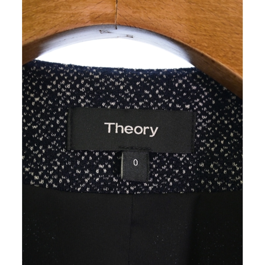 theory(セオリー)のTheory セオリー ノーカラージャケット 0(S位) 紺x白(ミックス) 【古着】【中古】 レディースのジャケット/アウター(ノーカラージャケット)の商品写真