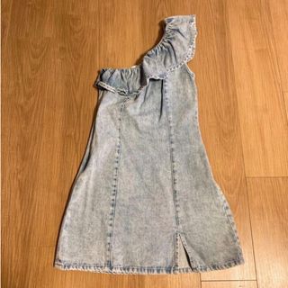 DENIM 美品 ワンショルダー ワンピース デニム生地 細身ワンピース(ミニワンピース)