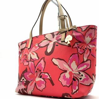 ケイトスペードニューヨーク(kate spade new york)の極美品 ケイトスペード 花柄 トートバッグ チャーム 肩掛け(トートバッグ)