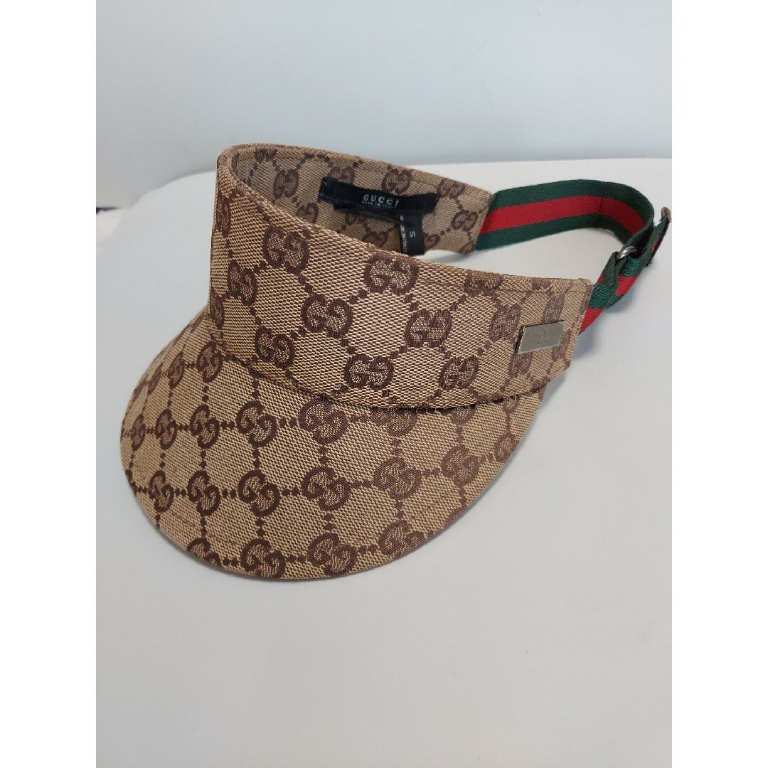 良品】グッチ GUCCI サンバイザー シェリーライン GG柄 キャンバス 良品】グッチ GUCCI サンバイザー シェリーライン GG柄 キャンバス