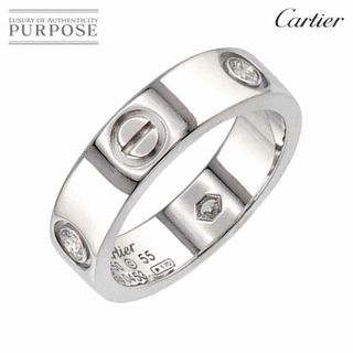 カルティエ(Cartier)のカルティエ Cartier ラブ #55 リング ハーフ ダイヤ 3P 18K WG ホワイトゴールド 750 指輪 VLP 90224265(リング(指輪))