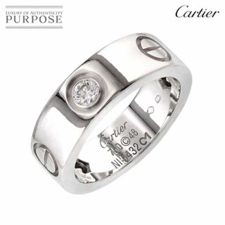 カルティエ(Cartier)のカルティエ Cartier ラブ #48 リング ハーフ ダイヤ 3P K18 WG ホワイトゴールド 750 指輪 VLP 90225354(リング(指輪))