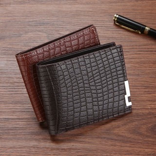 【送料無料】　二つ折り財布　ウォレットケース　革　シンプル　韓国　ブラック(折り財布)