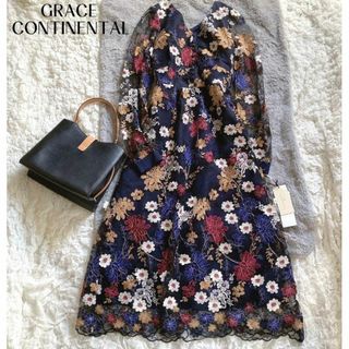 グレースコンチネンタル(GRACE CONTINENTAL)の【グレースコンチネンタル】未使用✨ レース刺繍ワンピース 立体 3D 総柄(ロングワンピース/マキシワンピース)