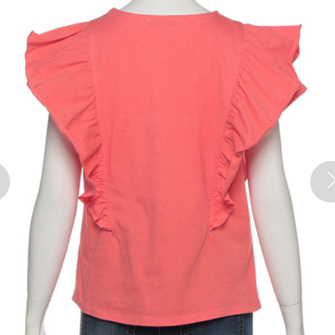 Lindsay(リンジィ)のリンジィ　Tシャツ　ラッフル袖　オレンジ　Lサイズ　 キッズ/ベビー/マタニティのキッズ服女の子用(90cm~)(Tシャツ/カットソー)の商品写真