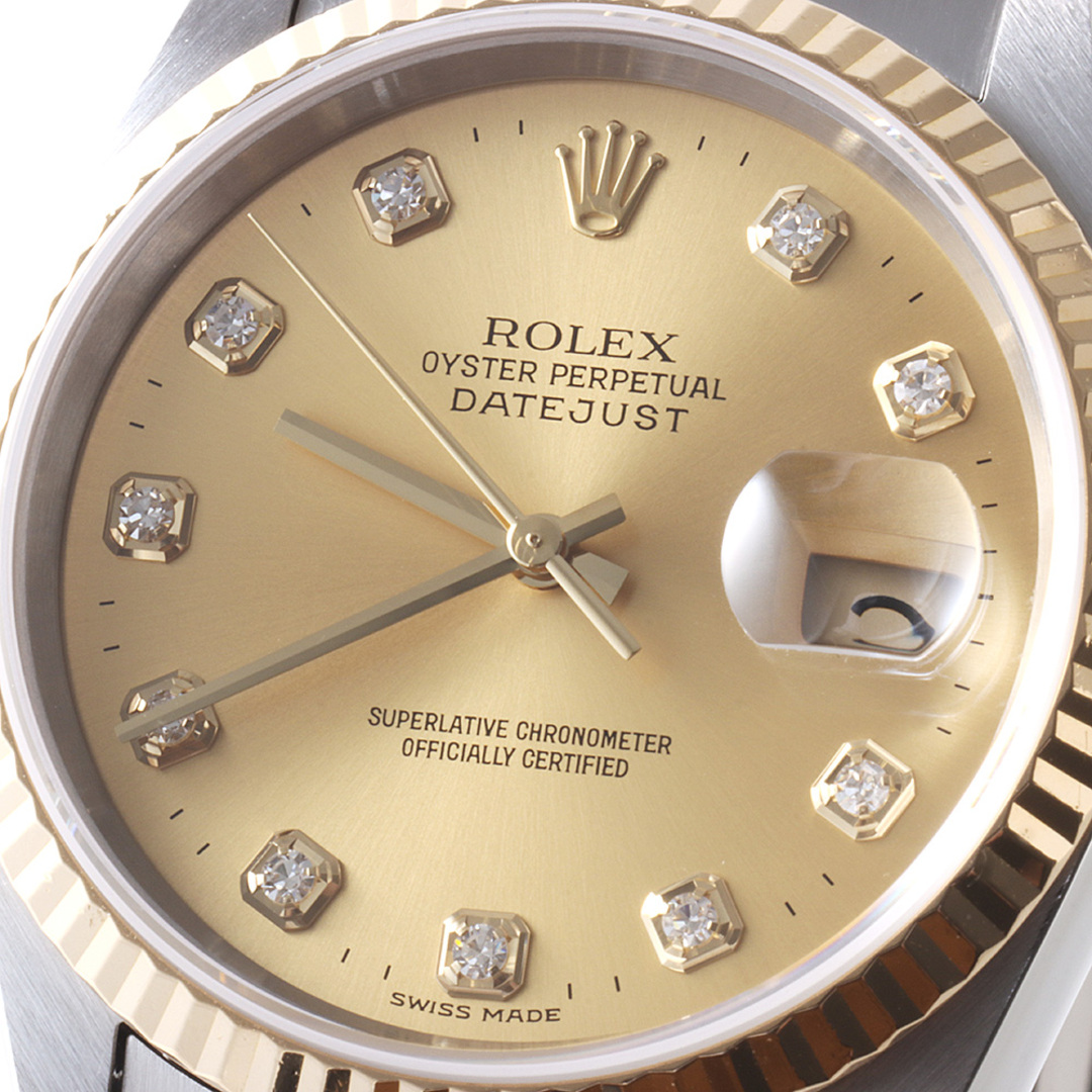 ROLEX(ロレックス)のロレックス デイトジャスト 10Pダイヤ 16233G シャンパン P番 メンズ 中古 腕時計 メンズの時計(腕時計(アナログ))の商品写真