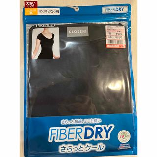 新品 レディース 黒 フレンチ袖 冷感 インナー ファイバードライ 3L(Tシャツ(半袖/袖なし))