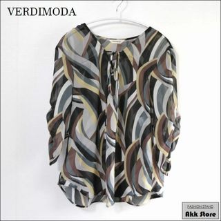 VERDIMODA レディース トップス 七分袖 シアー ブラウス LL　(シャツ/ブラウス(長袖/七分))