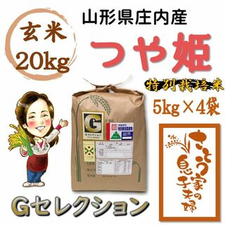 山形県庄内産　つや姫　玄米20kg　Ｇセレクション　特別栽培米(米/穀物)