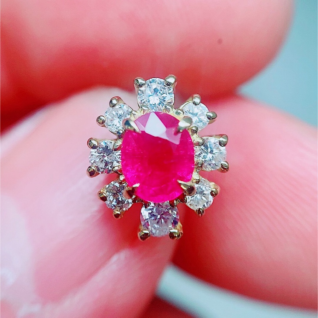 ★1.56ct★✨ルビー0.90ctダイヤモンドK18ピアスイヤリングスタッド レディースのアクセサリー(ピアス)の商品写真