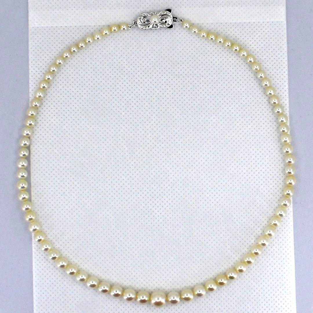 MIKIMOTO(ミキモト)のミキモト パールネックレス シルバー925 クラスプ新品糸替済 14g 36cm レディースのアクセサリー(ネックレス)の商品写真