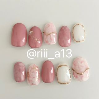 【ネイルチップ】ハンドメイド/ No.3　Spring pink nail