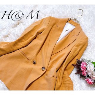 エイチアンドエム(H&M)のH&M ジャケット　テーラード　薄手　春秋用　オレンジ系色　Sサイズ　美品(テーラードジャケット)