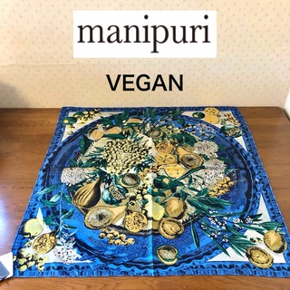 マニプリ(manipuri)の★新品★manipuri　マニプリ　シルクスカーフ６５　VEGAN　ブルー(バンダナ/スカーフ)