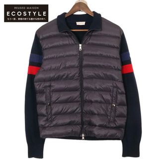 MONCLER - モンクレール ネイビー ウール ニット切替ダウンジャケット L