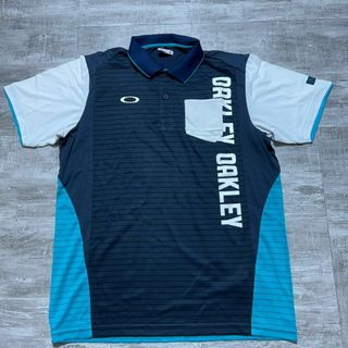 オークリー(Oakley)の美品 OAKLEY オークリーボーダー 半袖ポロシャツ 大きいサイズ XL(ウエア)