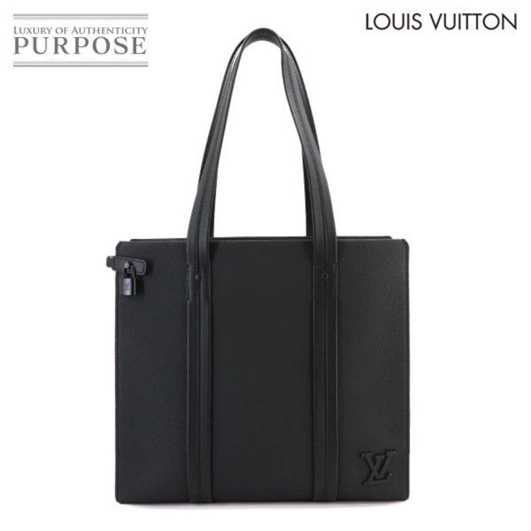 LOUIS VUITTON(ルイヴィトン)の未使用 ルイ ヴィトン LOUIS VUITTON アエログラム テイクオフ トート バッグ レザー ブラック M57308 RFID VLP 90222608 メンズのバッグ(トートバッグ)の商品写真