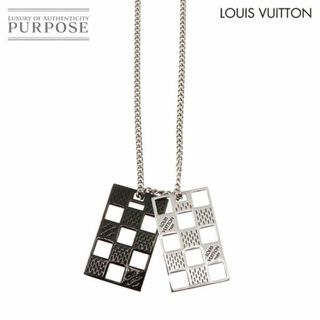 ルイヴィトン(LOUIS VUITTON)の新品同様 ルイ ヴィトン LOUIS VUITTON コリエ プレート ダミエ パーフォレート ネックレス シルバー ブラック M64191 VLP 90229534(ネックレス)