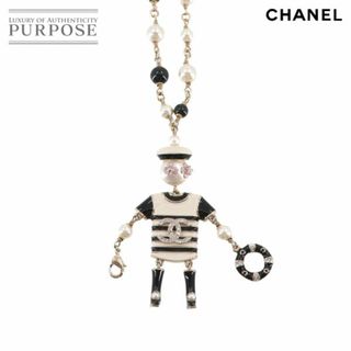 シャネル(CHANEL)のシャネル CHANEL ココマーク 人形 ロング ネックレス フェイクパール ラインストーン ゴールド ホワイト ブラック B18A VLP 90229624(ネックレス)