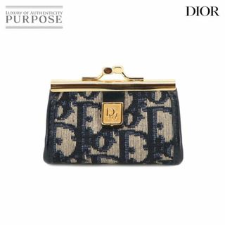 クリスチャンディオール(Christian Dior)の新品同様 クリスチャン ディオール Christian Dior トロッター がま口 コインケース 小銭入れ キャンバス ネイビー VLP 90231394(コインケース)