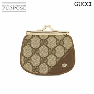 グッチ(Gucci)のグッチ GUCCI GGプラス がま口 コインケース 小銭入れ PVC レザー ベージュ ブラウン ゴールド 金具 VLP 90231865(コインケース)