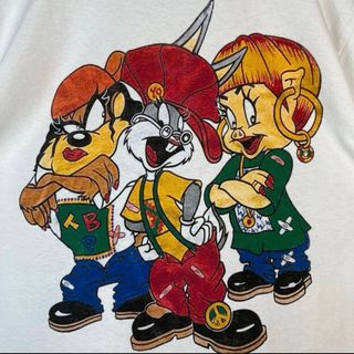 XL白TLCルーニーテューンズLOONEY TUNESＴシャツサイズホワイト両面(Tシャツ/カットソー(半袖/袖なし))