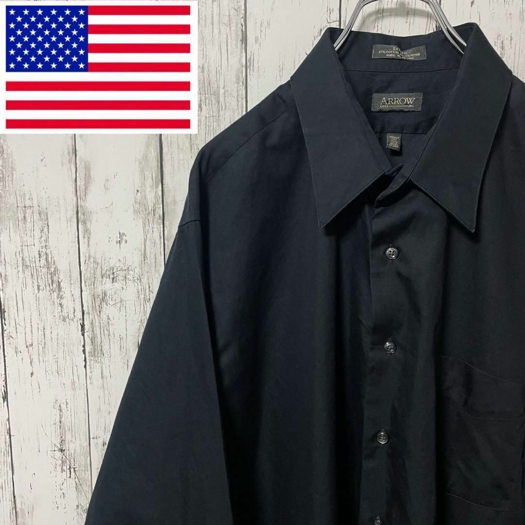 ARROW アメリカ古着 ポリエステル混 長袖シャツ ブラック 2XL メンズ メンズのトップス(シャツ)の商品写真