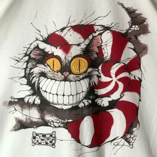 不思議の国のアリスチシャ猫白Tシャツ他サイズ有AliceInWonderland(Tシャツ/カットソー(半袖/袖なし))