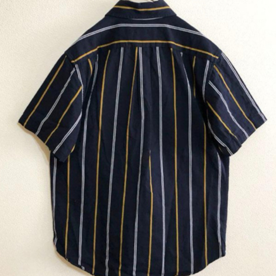 U.S. POLO ASSN.(ユーエスポロアッスン)のU.S. POLO ASSN　刺繍ロゴ　ストライプ柄　デザインシャツ　M メンズのトップス(Tシャツ/カットソー(半袖/袖なし))の商品写真