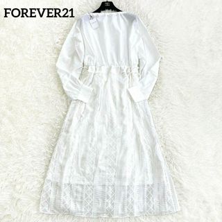 フォーエバートゥエンティーワン(FOREVER 21)のFOREVER21 【VINTAGE】切り替えレースロングワンピース 白(ロングワンピース/マキシワンピース)